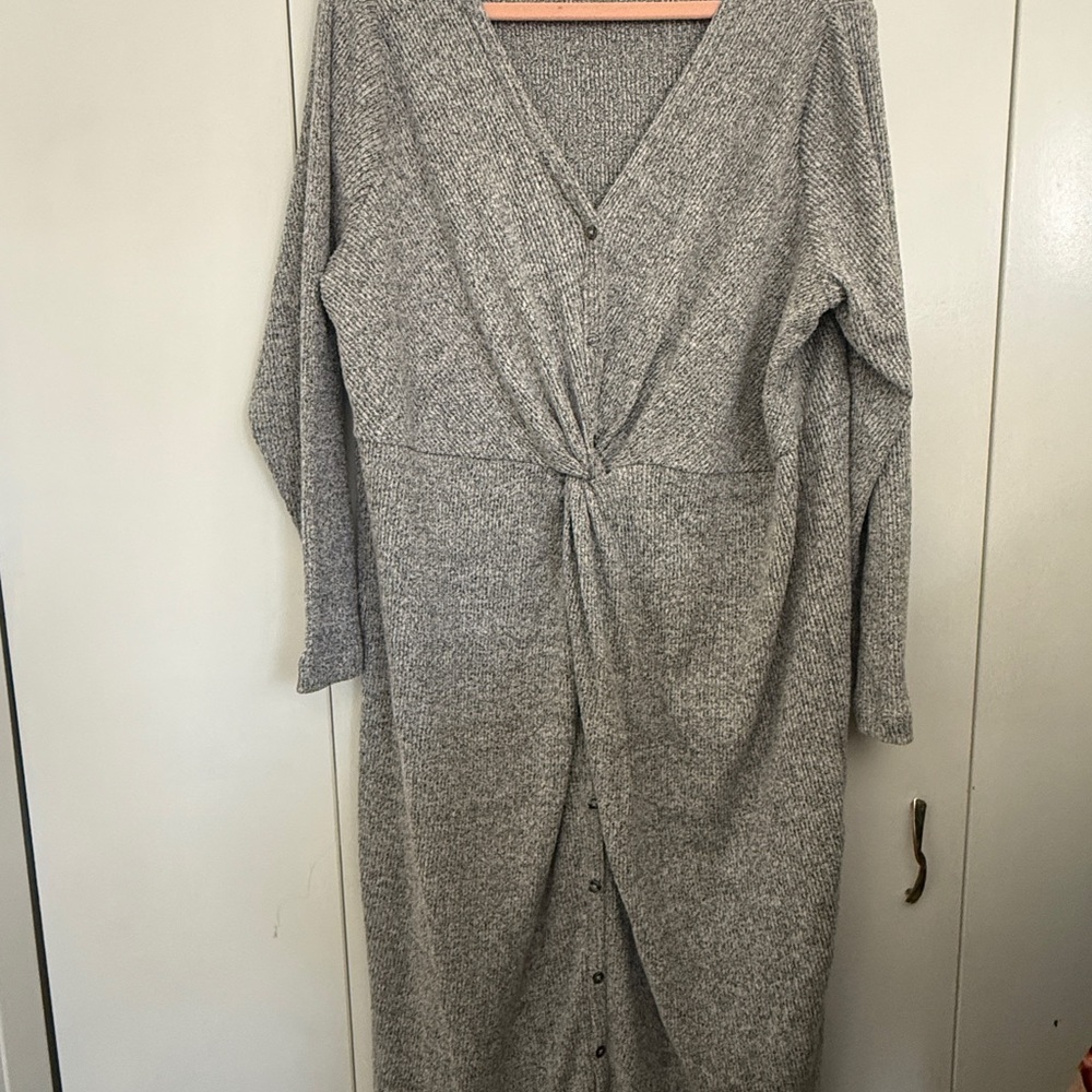LOFT Heather Gray Long Sleeve Knit Dress - Picture 2 of 5